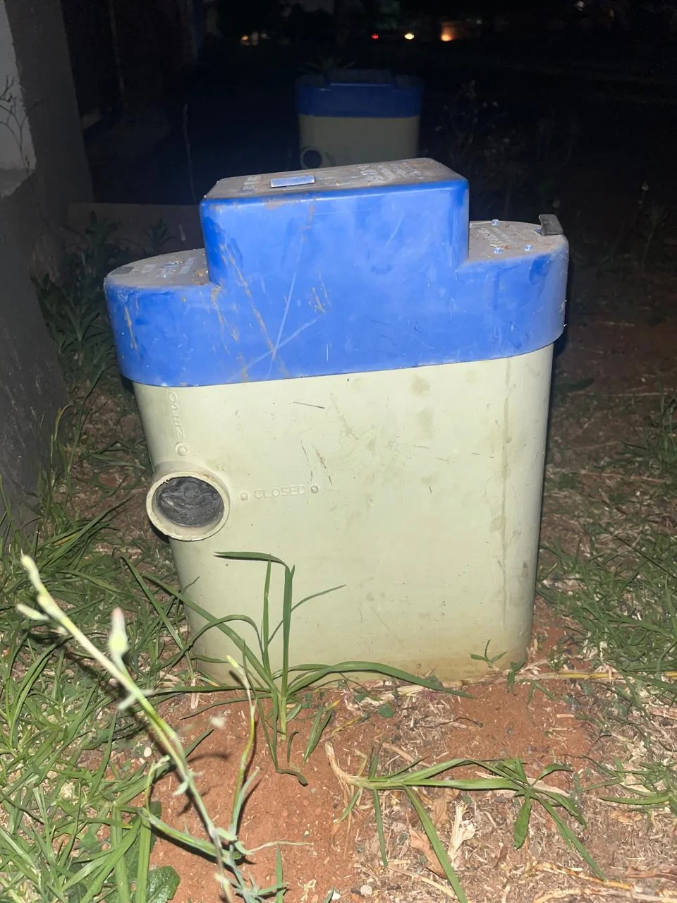 Burst pipe repair at a water meter box in the evening for a Blairgowrie plumbing callout.