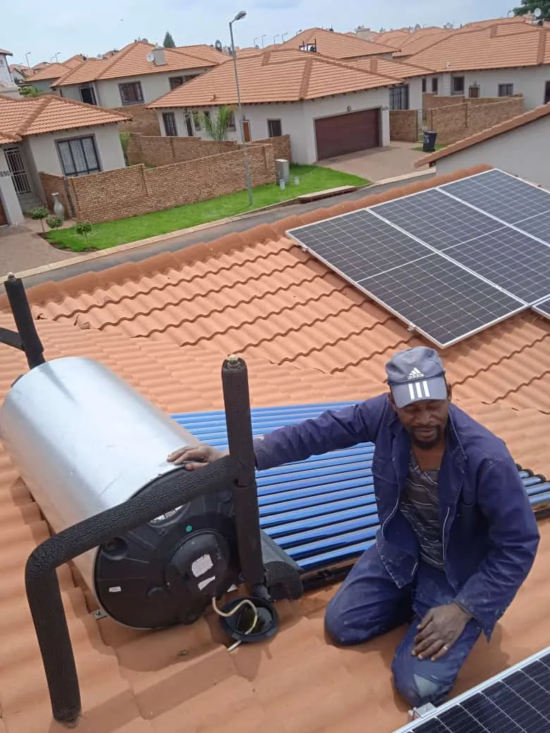 Randpark Ridge new solar geyser installation on a tiled roof